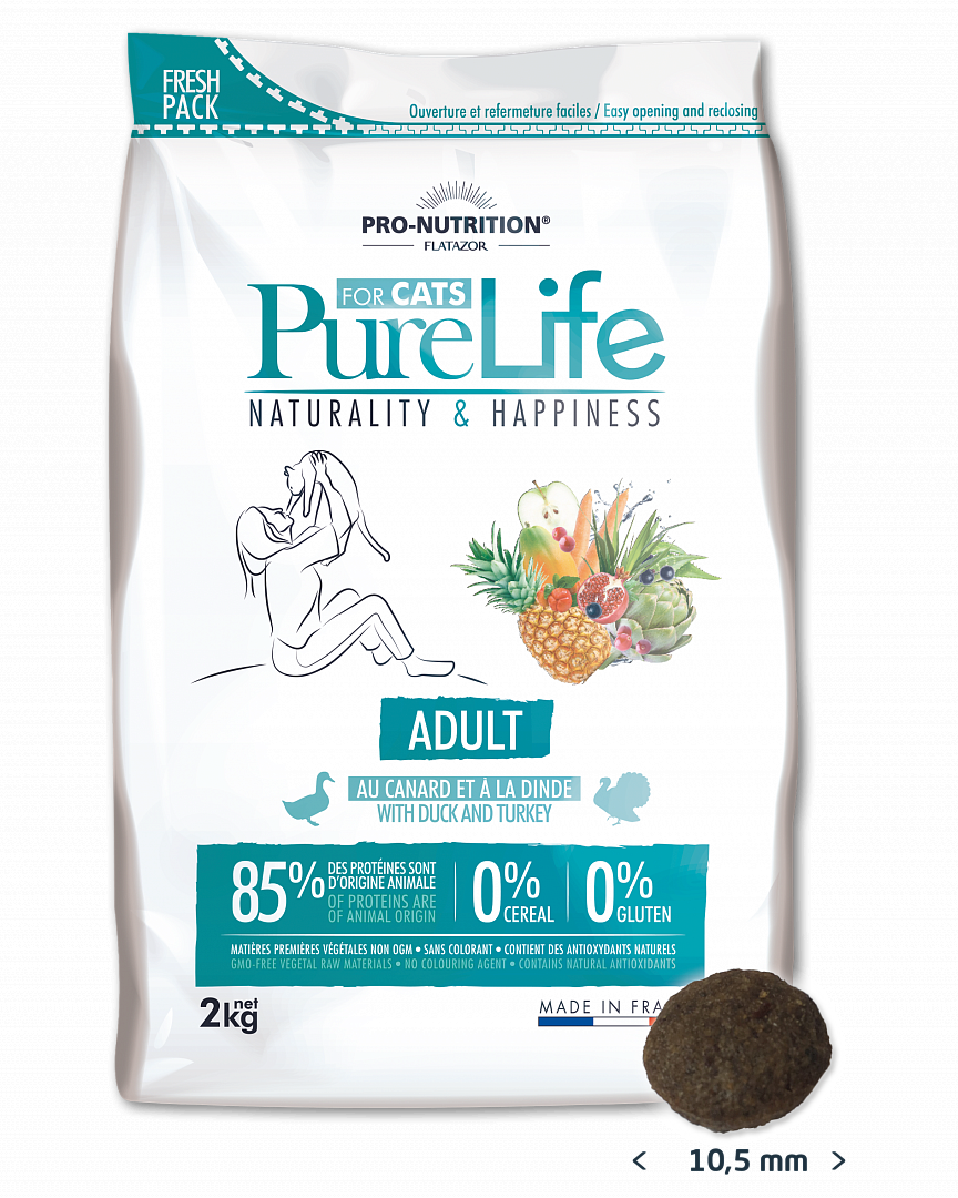 Сухой корм Для кошек Pro-Nutrition Flatazor PURE LIFE ADULT WITH DUCK AND TURKEY